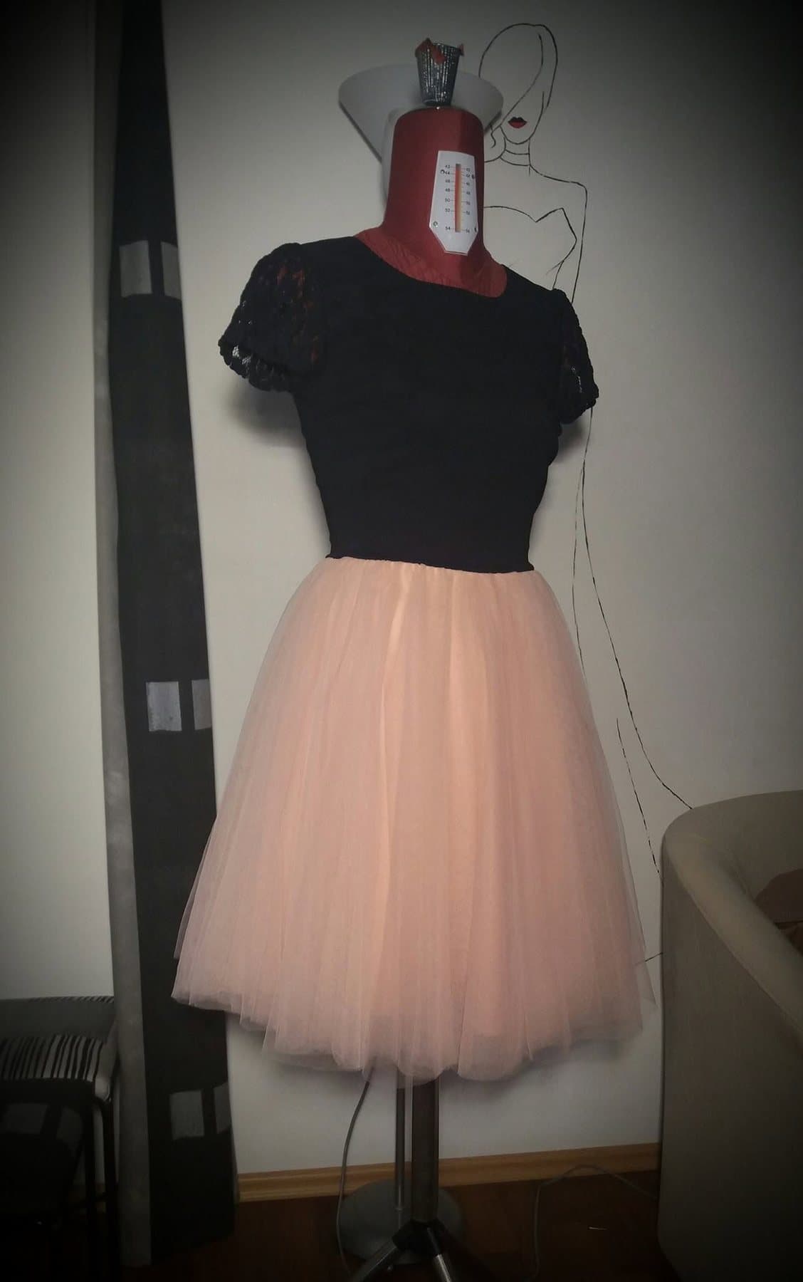 Rochie cu dantelă și fustă de tul, atelier Casa Laurența